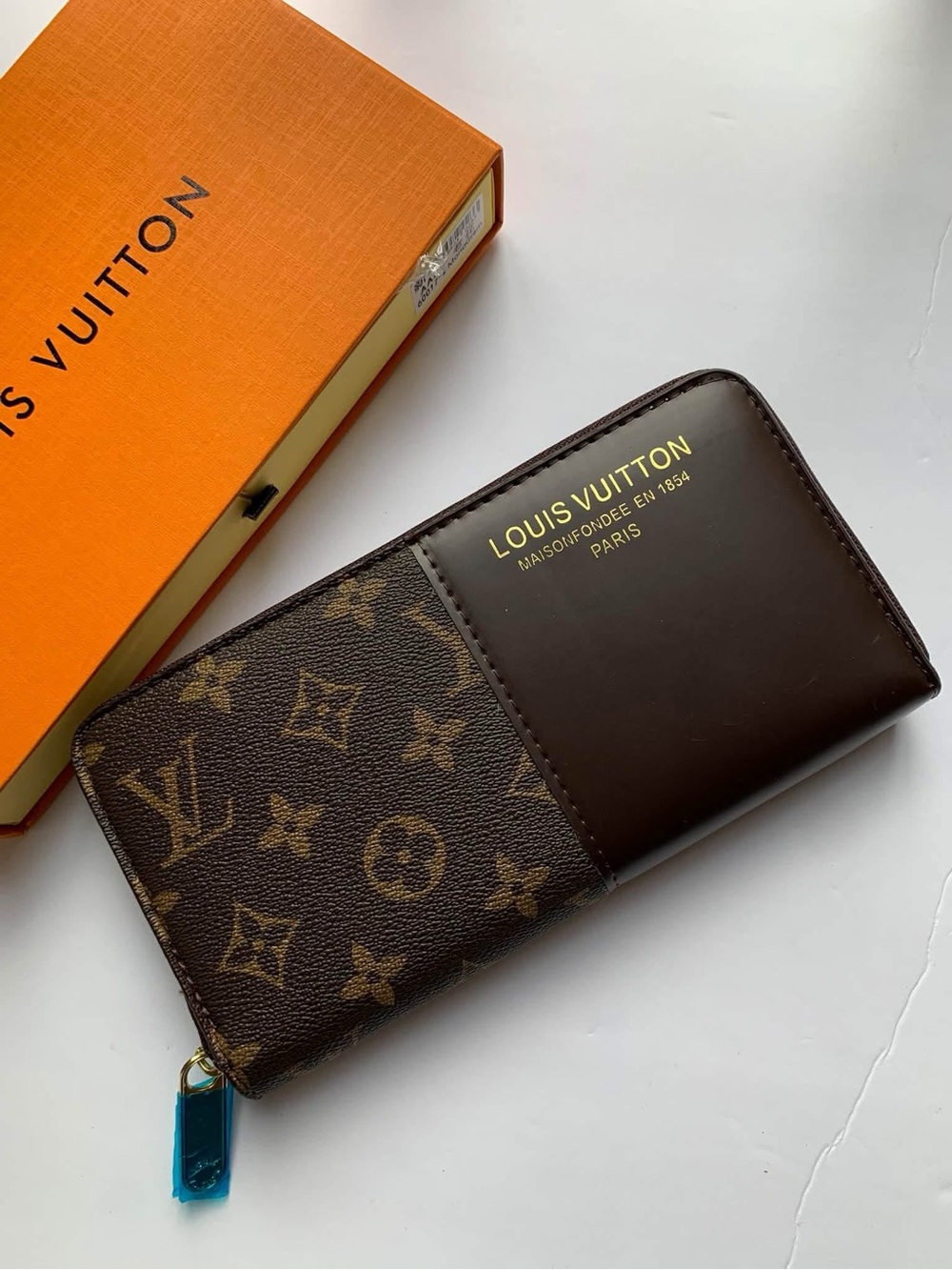 Luxury Fashion Two-Tone Monogram Zip-Around Long Wallet with Box